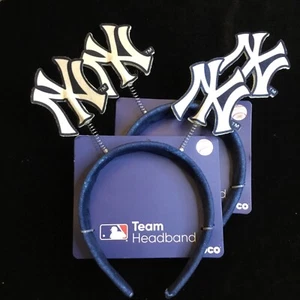 2X Team Headband New York Yankees NY MLB FOCO Springy Ears Headbands - Picture 1 of 2