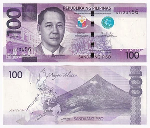 2019 H NEW GENERATION 100 Pesos FANCY NO. QZ123456 LADDER Philippine Banknote - Bild 1 von 4