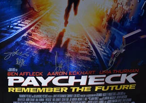 Paycheck Movie Poster Signed Ben Affleck Aaron Eckhart John Woo - Picture 1 of 2
