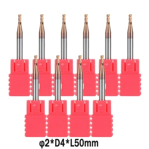 10 piezas vástago de 2 mm diapositiva 4 mm de largo HRC45 carburo recubierto AlTiN 4 molino extremo de flauta - Imagen 1 de 4