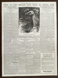 PÓSTER DE PERIÓDICO DE 1 PÁGINA DESASTRE DEL TITANIO 19 DE ABRIL DE 1912, EL HERALDO DE NUEVA YORK  - Imagen 1 de 10