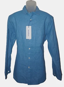 Camisa Roundtree Yorke Caribe Manga Larga XL Azul Brillante 100% Lino Nueva con Etiquetas - Imagen 1 de 9