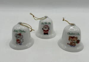3er Set Russ Berrie Glocken Keramik Porzellan 2" Weihnachten Vintage Ornamente - Bild 1 von 10