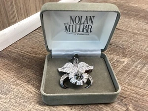NOLAN MILLER Glamour Collection Orchid Brooch Handset Pave Crystal - Picture 1 of 23