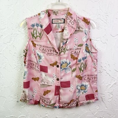 Vintage y2k Pink All Over Print Cropped Vest Size Large - Image 1 of 4