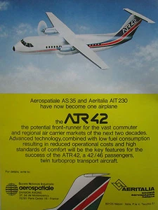 1/1981 PUB AEROSPATIALE AS 35 AERITALIA AIT 230 ATR 42 REGIONAL AIRCRAFT AD - Bild 1 von 1