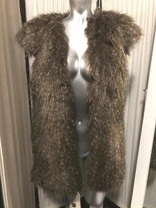 Zara Faux Fur Vest Brown Size L Super Gorgeous Sold Out - Picture 1 of 3