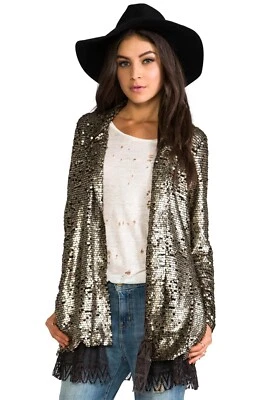 Куртка Free People потускневшая с блестками звездная пыль золотистая XSmall - Изображение 1 из 4