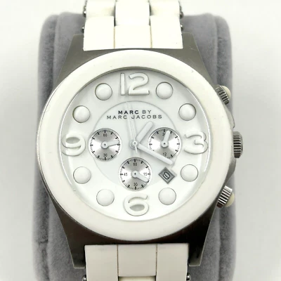 Marc Jacobs MBM2565 Reloj Hombre Dama Plateado Blanco Analógico Cuarzo Cronógrafo Foto 1 de 4