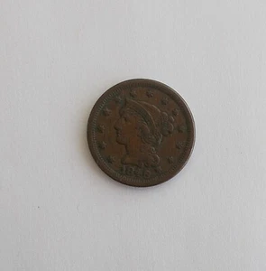 1846 Cobre Trenzado Cabello Grande Un Centavo~~Pequeña Fecha~~Pátina Natural - Imagen 1 de 2