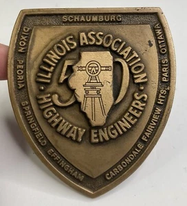 Vintage Illinois Association Highway Engineers Brass Belt Buckle - Picture 1 of 3