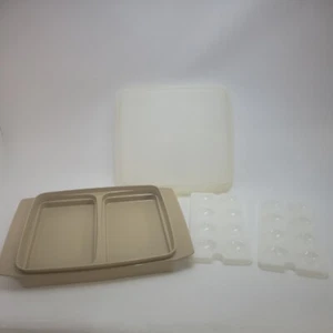 Vintage Tupperware Almond Deviled Egg Taker Keeper Carrier  #723-3  (4 Piece)  - Picture 1 of 6