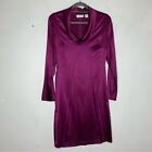 Hugo Buscati Size 8 Silk Dress Long Sleeve Satin Purple Cowlneck