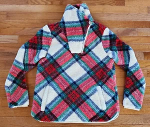 NWT Talbots Multicolor Ultra Plush Sherpa Fleece Zip Pullover Sweater WO's Sz S - Picture 1 of 13