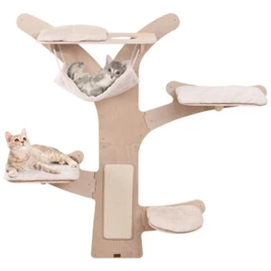 Wall-Mounted Activity Play Cat Tower W/ Hammock Platforms & Sisal Scratching Mat - Picture 1 of 10