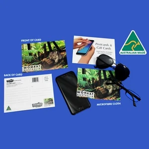 Australia Made Postcard & Microfibre Cloth Wombat Animal Wildlife Card Souvenir - Picture 1 of 3