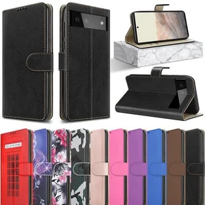 Pour Google Pixel 6A Étui, Slim Cuir Portefeuille Magnétique Clapet Pied Coque - Photo 1 sur 21