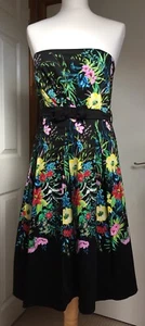 Stunning Debut Black and Print Cocktail Dress Size UK 12 Excellent Condition - Picture 1 of 4