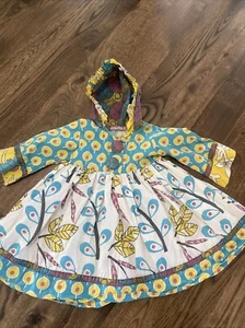 Jelly The Pug Girls Hannah Dress Hooded Floral Pullover Long Sleeve Size 2T- 030 - Picture 1 of 7