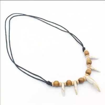 Tribal Beaded Necklace Alligator Animal Wolf Mock-Tooth Which Doctor Jewelry - Image 1 of 4