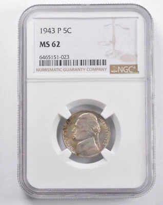 MS62 1943-P Jefferson Nickel NGC TONED *5718 - Image 1 of 3