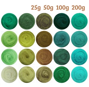 Green Tones Colour Shades Carded Roving Wool Needle dry wet Felting Spinning DIY - Picture 1 of 23