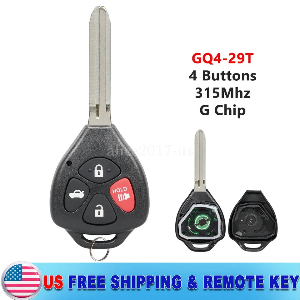 Mando a distancia para coche 4Btn para Toyota Venza G Chip 2010 2011 2012 2013 2014 2015 Foto 1 de 4
