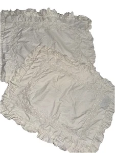 2 Copricuscini CHAPS Ralph Lauren bianco sporco con occhielli e volant country chic francese - Foto 1 di 5