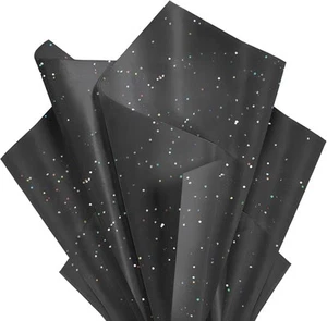 Black Glitter Tissue Paper for Gift Bags 36 Sheets 14 x 20 Inches, - Picture 1 of 7