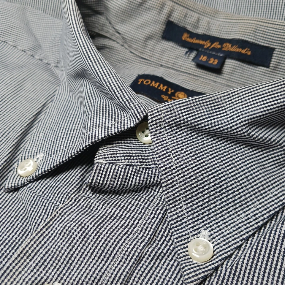 Camisa de vestir Y2K Tommy Hilfiger con escudo dorado plateado pata de gallo para hombre talla XL 16-33 Foto 1 de 4