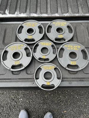 GOLD'S GYM 4 de 10 lb y par de placas de peso Olympic Grip de 5 lb gimnasio 50 lb en total Foto 1 de 4