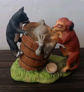 Double Trouble handbemalte Porzellanfigur Katze ~ Hund von Lefton um 1984 - Bild 1 von 7