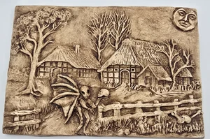 OOAK Creepy VTG Art Pottery 3D Hanging Wall Tile Plaque Oddity Cryptid Germany - Picture 1 of 8