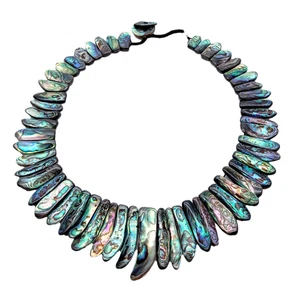 Natural Sea Shell Jewelry Rainbow Color Abalone Shell Necklace - Picture 1 of 6