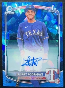 2025 Bowman Chrome Sapphire Elorky Rodriguez 1st Auto /199 Rangers - Picture 1 of 2