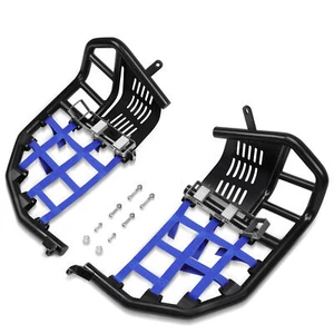 Fits Raptor 700 YFM Nerf Bars Pro Peg Heel Gaurds Black Bar with Blue Nets Steel - Picture 1 of 4