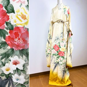 【Casi como nuevo】Kimono upcycle, kimono hurisde, bata kimono, vestido kimono, amarillo - Imagen 1 de 12