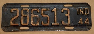 VTG 1944 INDIANA AUTOMOBILE METAL LICENSE PLATE STRIP TAG TOPPER (10" X 3-1/4") - Picture 1 of 2