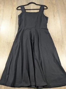 Tahari Kleid Damen 8 Medium schwarz ärmellos Passform fließend Midi eckiger Ausschnitt adrett - Bild 1 von 10