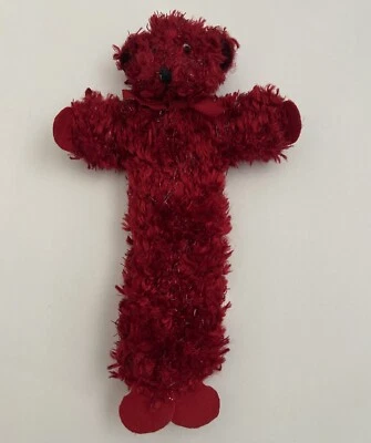 Russ Barnes & Noble Teddy Bear Soft Red Sparkle Vintage Toy Bookmark Plush 7" - Image 1 of 4