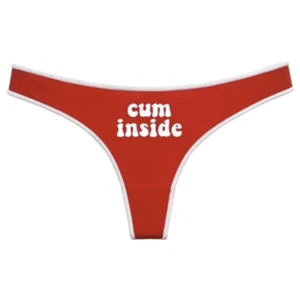 Cum Slut Red Cotton Thong Underwear Hotwife - Picture 1 of 13