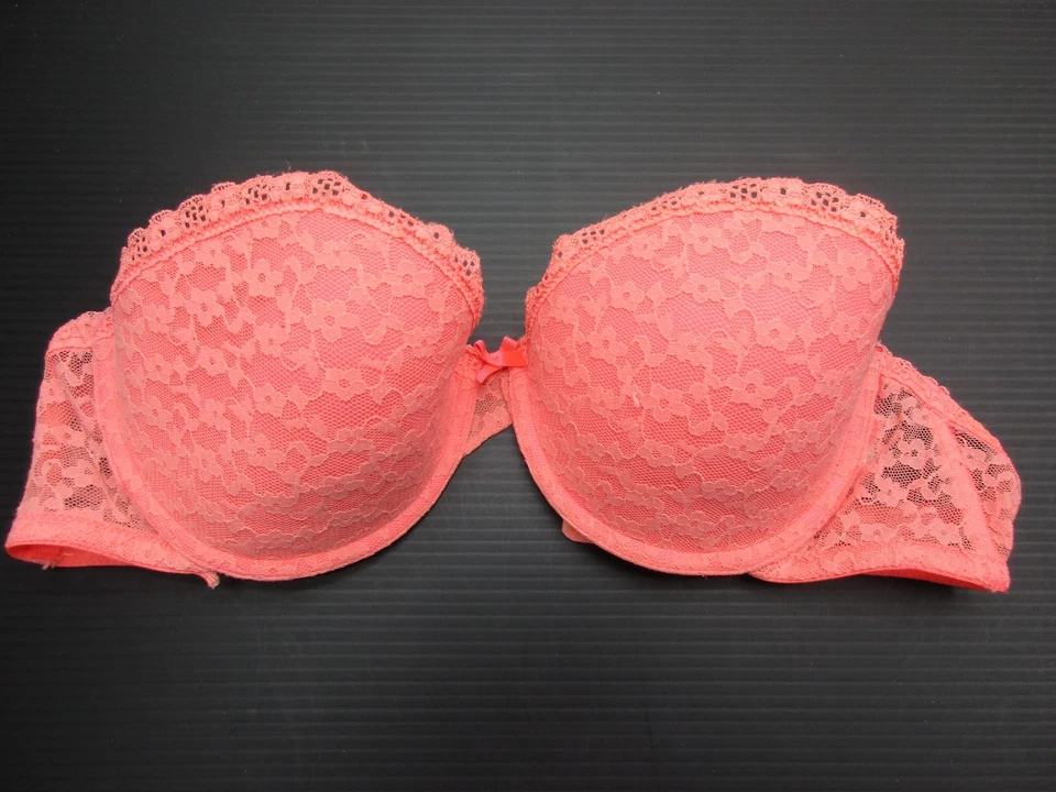 36C Gilly Hicks女式热粉色蕾丝加厚钢圈背闭合文胸1A — 第 1/4 张图片