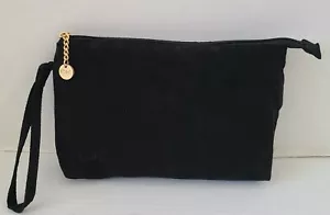 Authentic DONNA KARAN Black Suede Cosmetics Wristlet Bag - Picture 1 of 5