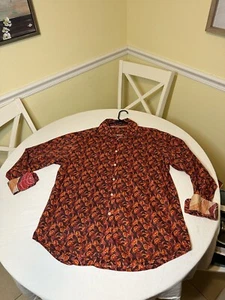 Robert Graham Mens XL Floral Button Up Flip Cuff Orange Cotton - Picture 1 of 15