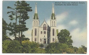 Midland Ontario  Postcard Martyrs' Shrine Simcoe County Unused Linen - Picture 1 of 2