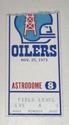 Houston Oilers New England Patriots Astrodome Ticket Stub Jim Plunkett 11/25/73 - Image 1 of 2