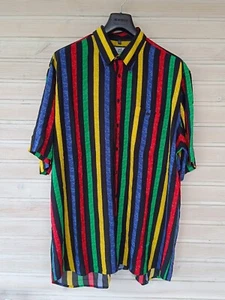 Alba Moda Men XXL Vintage Short Sleeve Shirt Multicolor Striped - Picture 1 of 9