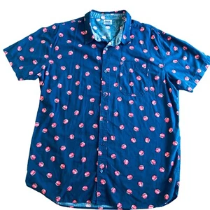 RARE Coca Cola Mens Shirt Red Caps Printed Short Sleeve Buttons Down Size XL - Picture 1 of 10