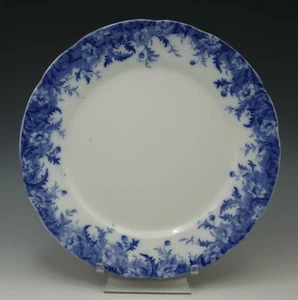 RIDGWAYS ENGLAND LUCANIA FLOW BLUE FLORAL 9" PLATE CIRCA 1890 - Picture 1 of 6
