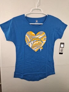 Los Angeles Chargers love T-shirt Girls Medium 10-12 NWT NFL Team Apparel - Picture 1 of 2